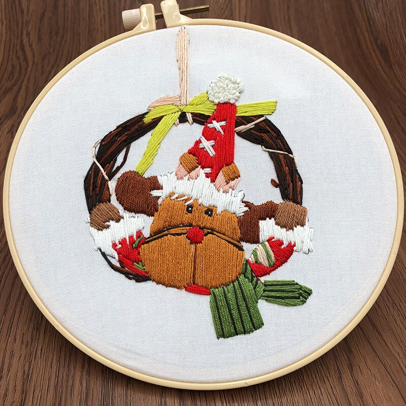 1 conjunto de ferramentas para bordado artesanal criativo de natal para iniciantes faça você mesmo kit de fios para ponto cruz: 2