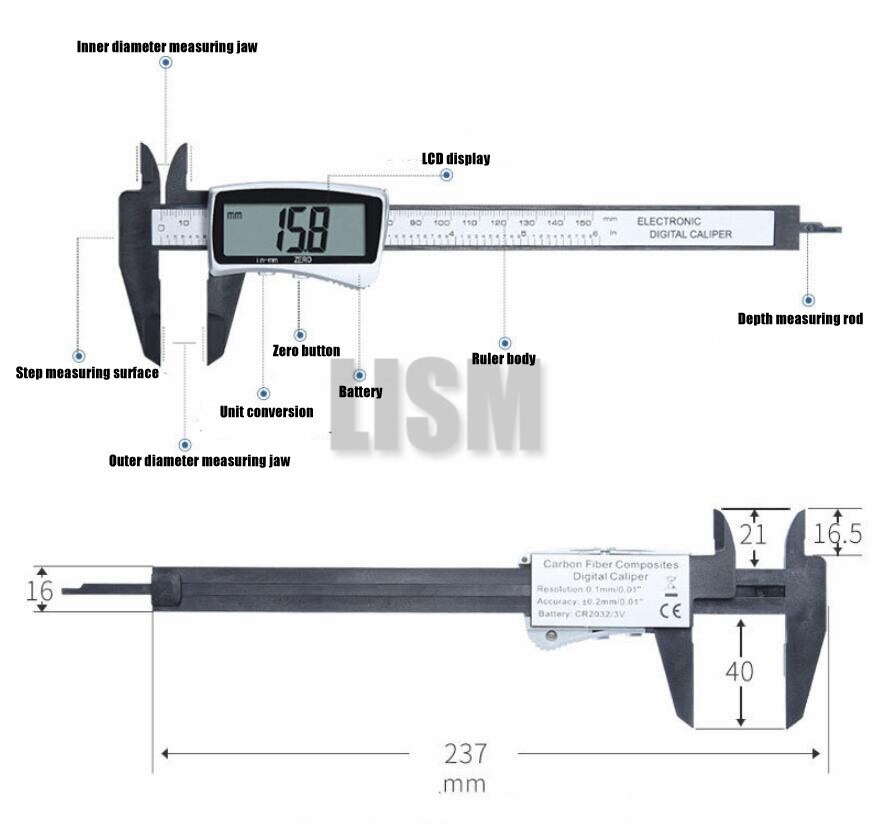 3 styles electronic digital display vernier caliper Inch/Metric Conversion 6Inch 0-150mm HD full-screen caliper measurement tool