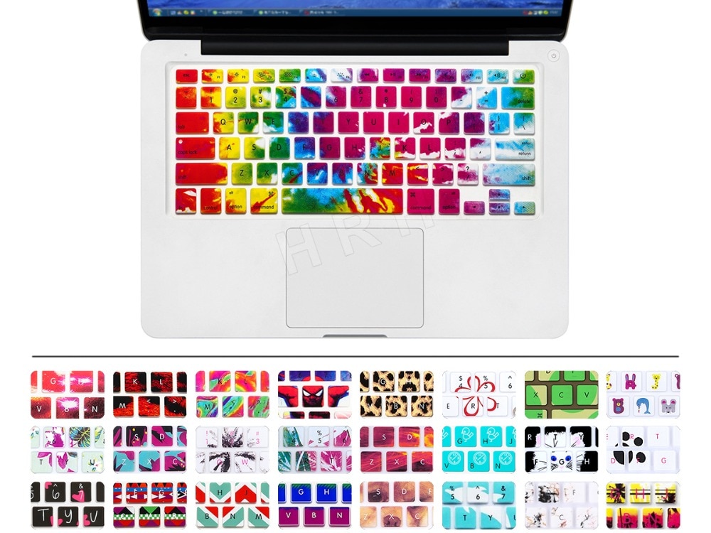 Für Apfel Mac Macbook Profi 13 15 17 Luft 13 Retina 13 UNS Layout Silikon Blume Aufkleber Regenbogen Tastatur Abdeckung tastatur Haut Schutz