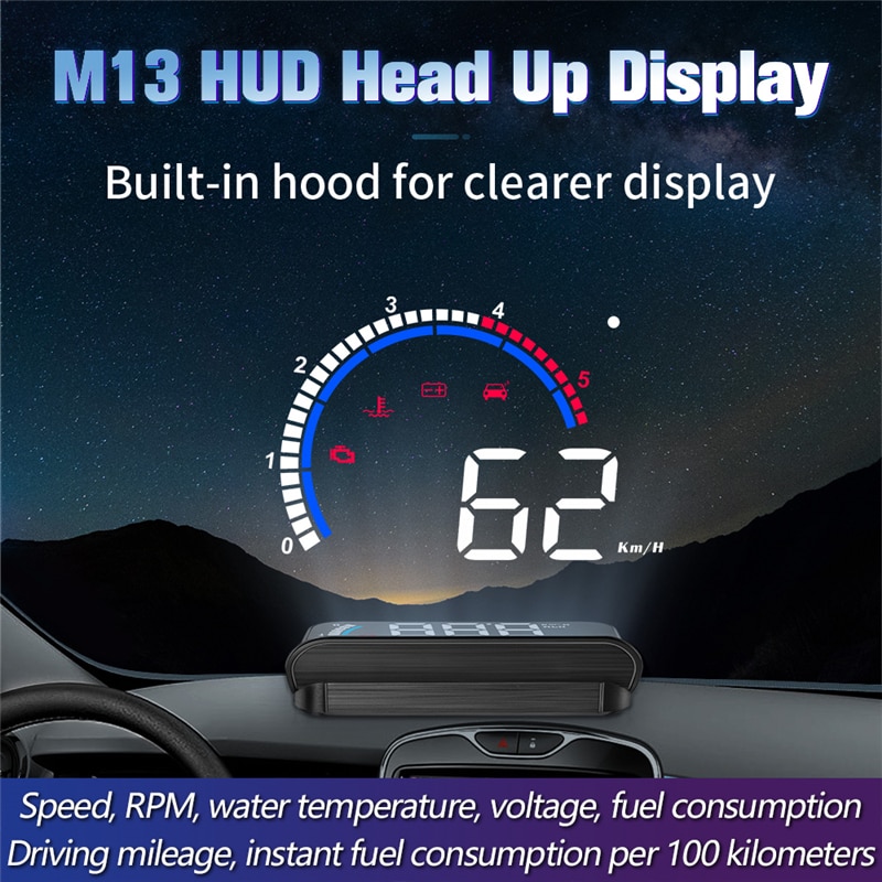 Universal bil hud head-up display multifunksjon speedometer projektor skjult obd auto elektronikk tilbehør hud display bil