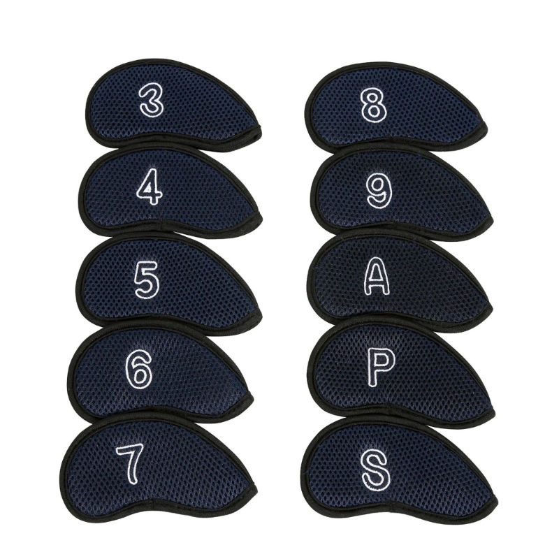 10 pièces/paquet couverture fer Golf tête Putter Golf protéger couvre les cales Golf couvre-chef: Bleu