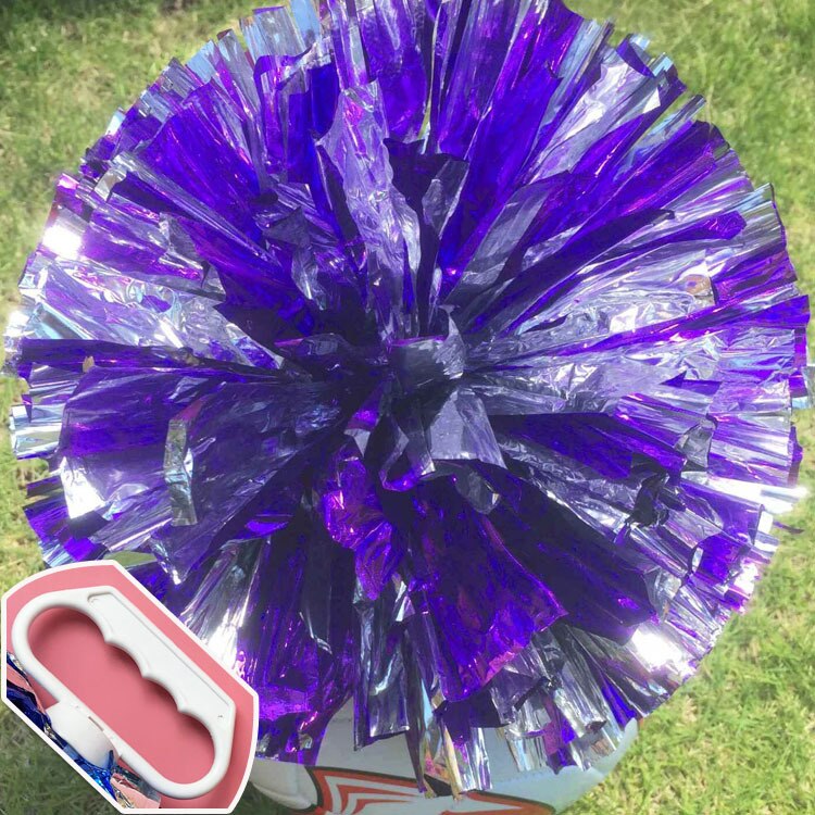 24Cm Cheerleader Pom Poms Sparkly Twee-Vinger Cheerleader Bloem Bal Kinderen Cheer Hand Bloem Cheer Props Sport Bloem bal: silver-purple