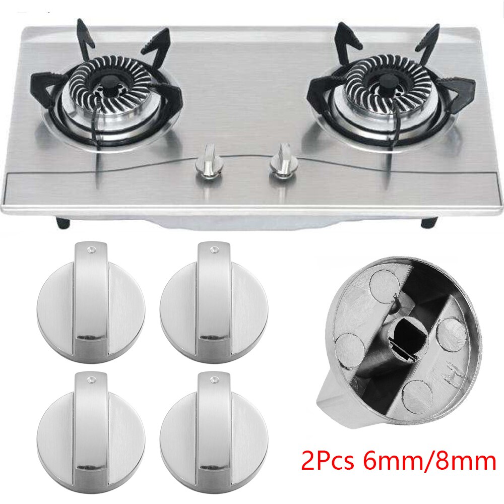2Pcs 6/8mm Universal Metal Rotary Switch Control Knobs Replacement for Kitchen Cooker Gas Stove Oven Cooktop Accessories