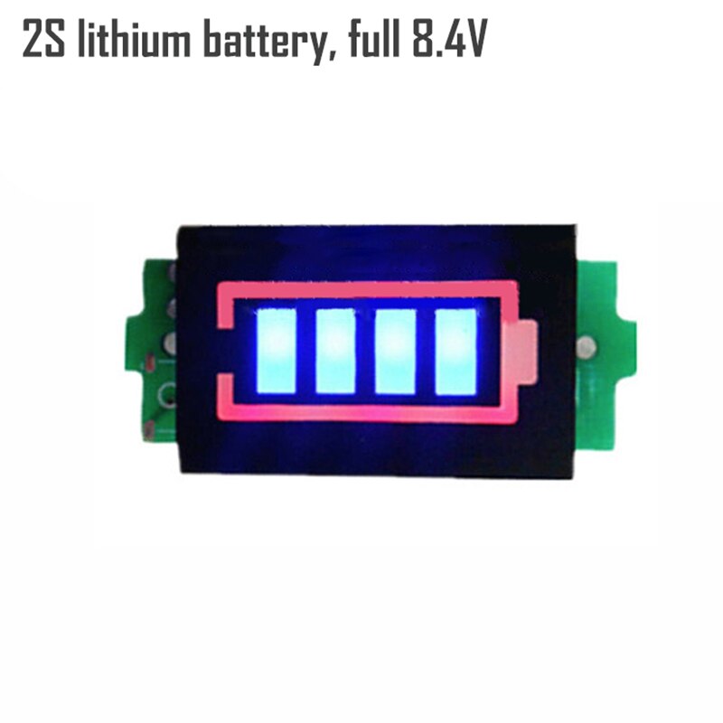 Indikator for batterikapacitet 3.7v/2s/3s/4s modul for modul til batterikapacitet, blå skærm, elektrisk køretøjs batterikapacitetstester: 2s