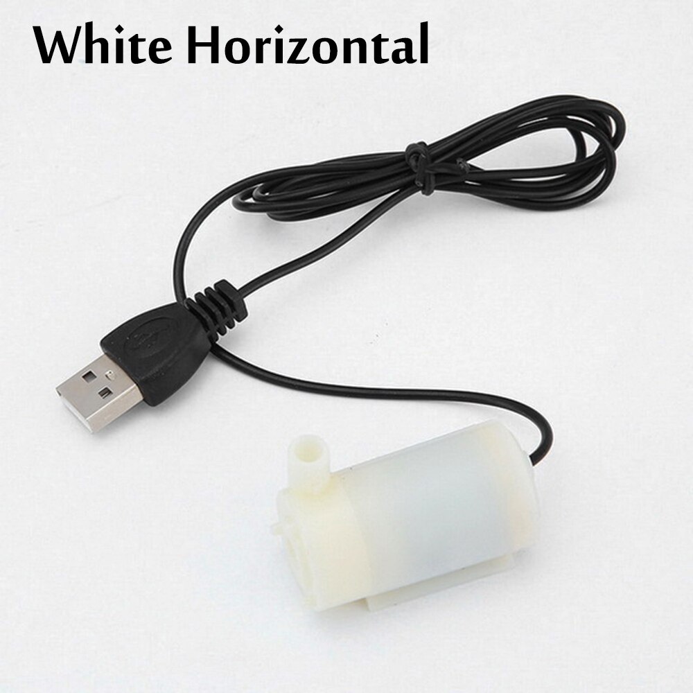 Micro pompe à eau Submersible pour arrosage et Irrigation, Mini pompe à moteur sans balais, 5V DC, USB, 1m: White Horizontal