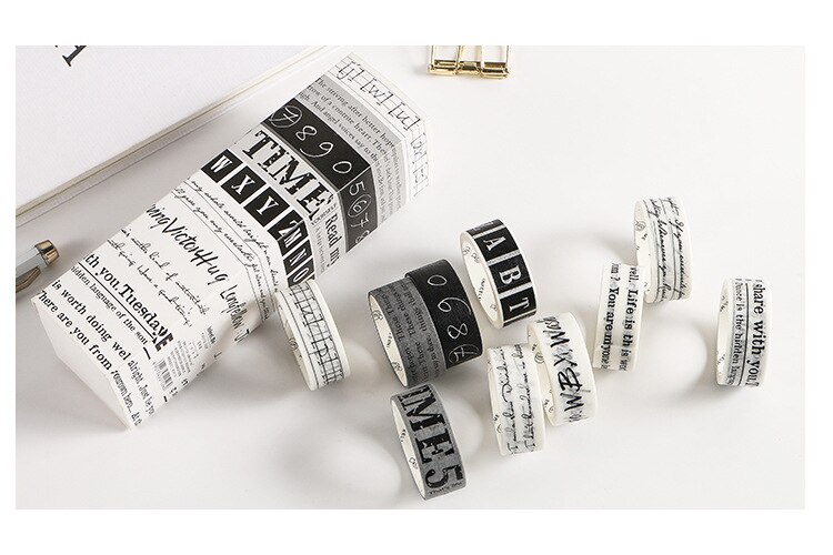 10 Uds conjunto de cintas adhesivas Vintage 15mm decoración cuadrícula a cuadros Morandi cintas washi de colores herramienta de scrapbooking papelería A6196: Words set