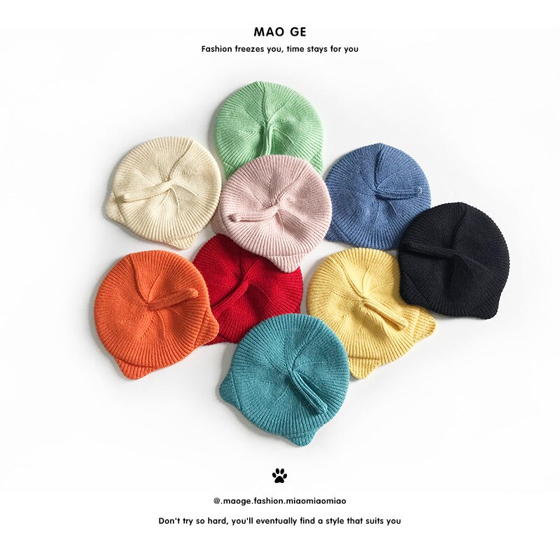 Children Baby Beret Hat Cap for Boys Girls Arrivals Cat Ears Winter Warm Toddler Kids Hat Woolen Knitted Cap
