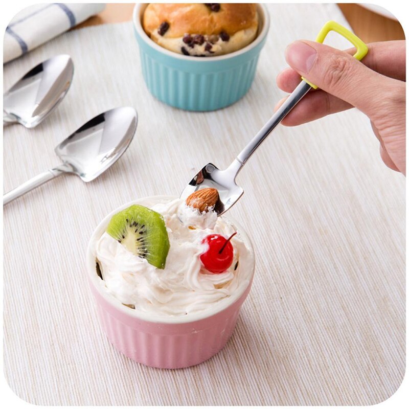 1 cuchara de acero inoxidable con forma de pala, de café, helado, cuchara sopera de miel, mango largo, cucharas de té para niños