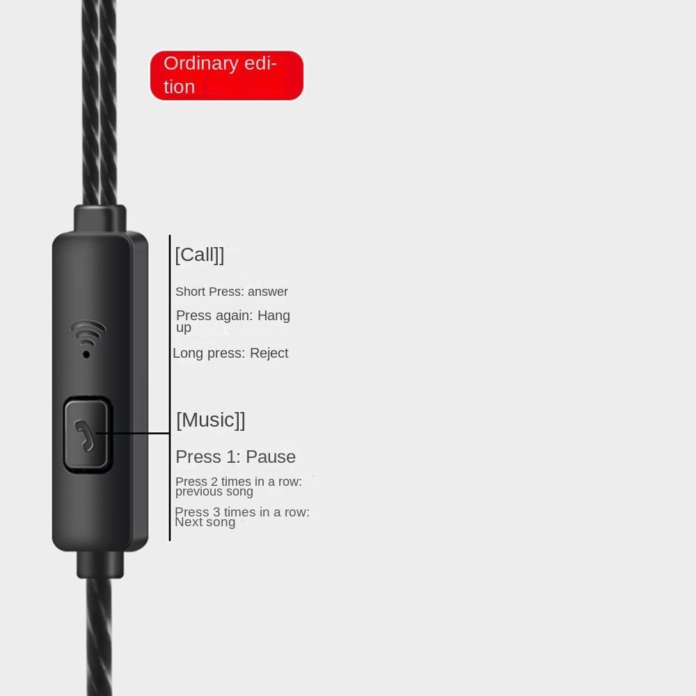 Stereo In-Ear Earphone Earpiece With Microphone 3.5mm Earbuds Universal Portable Wired Headphone For Apple/Android/