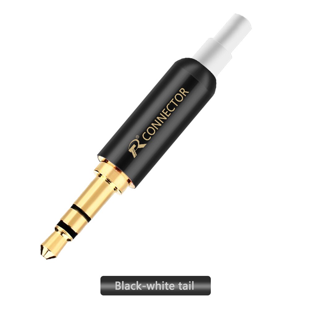 20 pièces 3.5mm Plug Audio Jack 3 pôles plaqué or écouteurs adaptateur pour bricolage casque stéréo écouteur ou utilisé pour réparation écouteur: Black - White Tail