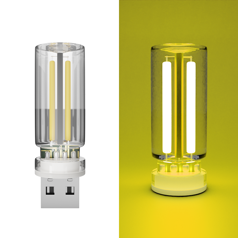 Bil usb natlampe touch control glødelampe atmosfære lys dekorativ bærbar belysning plug play led glødelampe pære: 4300k hvid gul