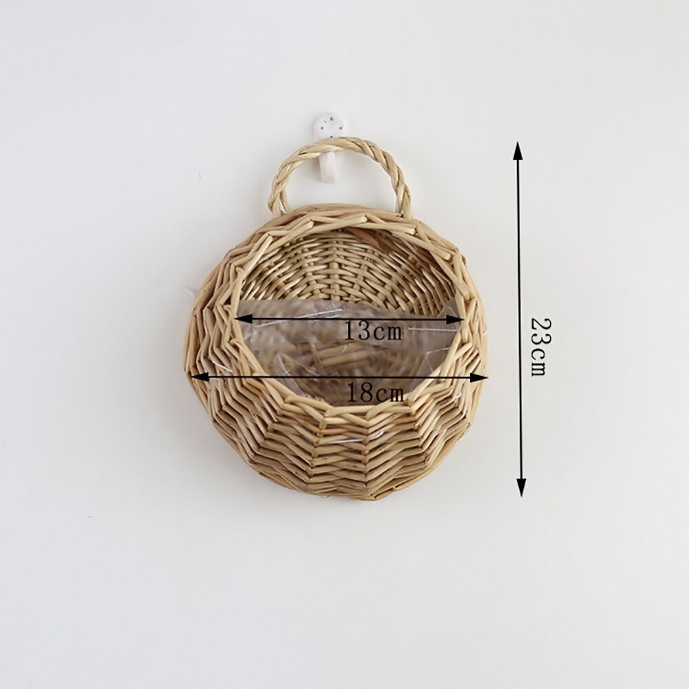 Garden Wall-mounted Flower Basket Small Large Size Handmade Basket Wicker Rattan Flower Basket Hanging Vine Pot Planter: A