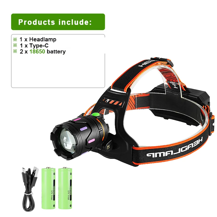 Nyeste ultra kraftige ledet-frontlykt usb-oppladbar hodelykt superlys hodelykt med fluorescerende lys camping fiske: Foranderlig