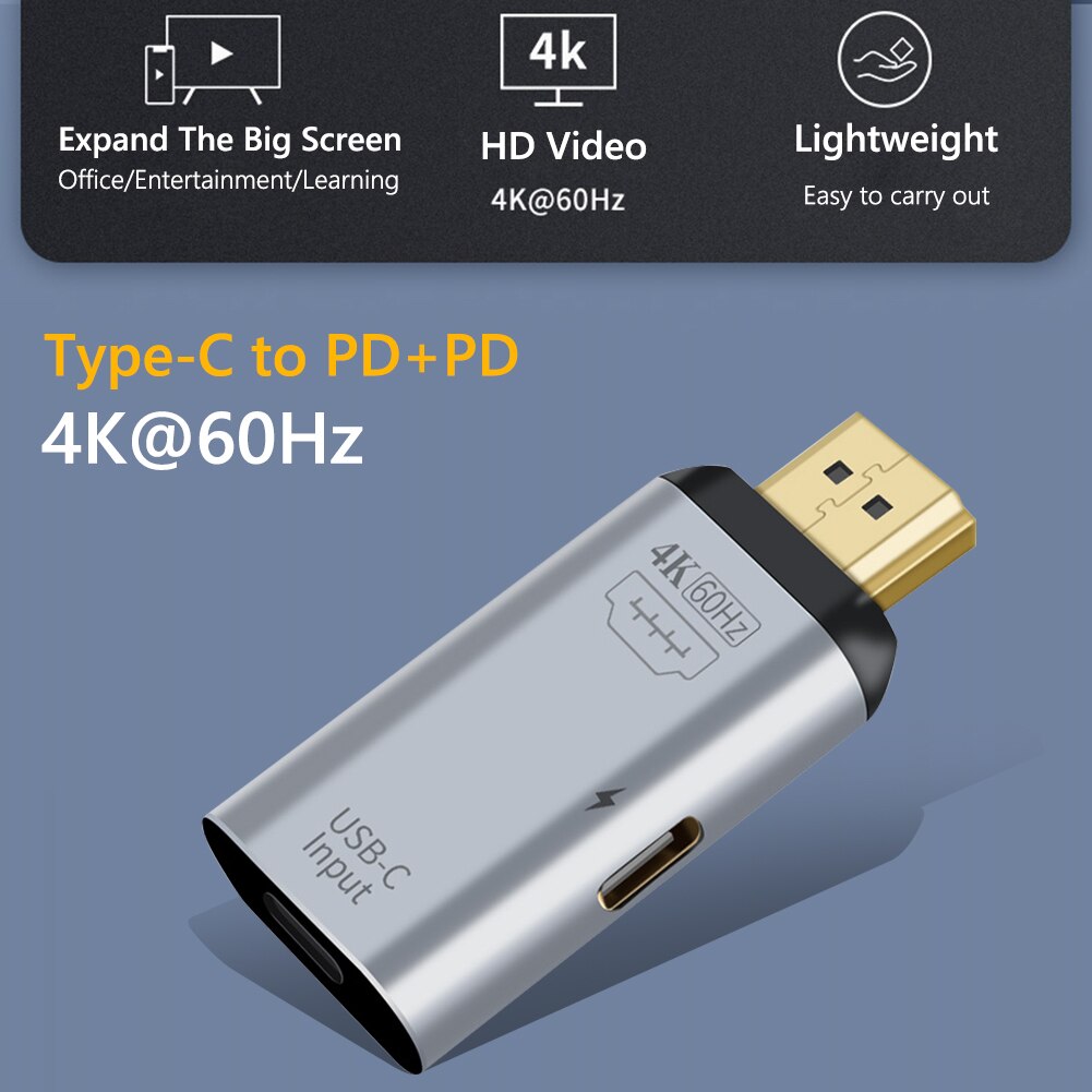 USB Type C Female to HDMI-compatible Display Port DP Male Adapter 4K 60Hz Converter for PC Computer Adapter: Default Title