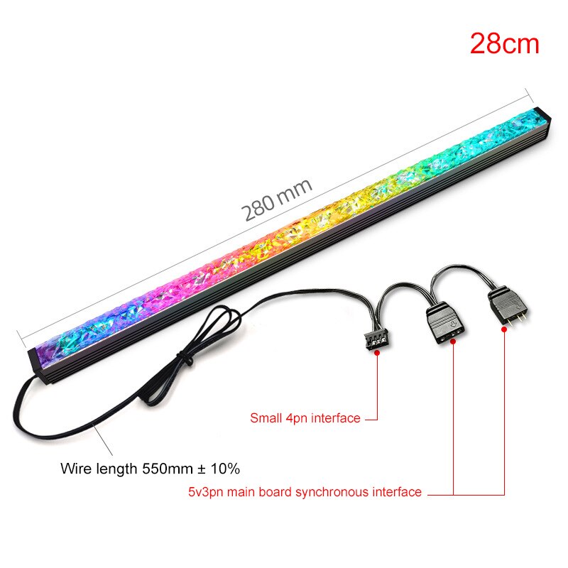 Computer Case Diamond LED Strip Light Rainbow PC Case Lighting LED Strip Kit Lighting For Computer LED Strip Light Parts: 28cm
