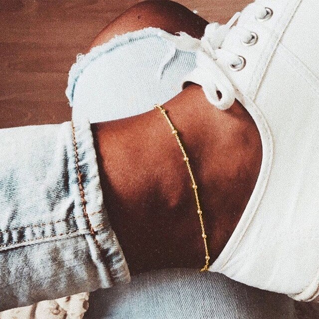 Tobillera estilo bohemio estrella Luna corazón para mujer, tobillera Vintage Multi cadena para mujer, pulseras en pierna joyería femenina océano: Chapado en zinc azul