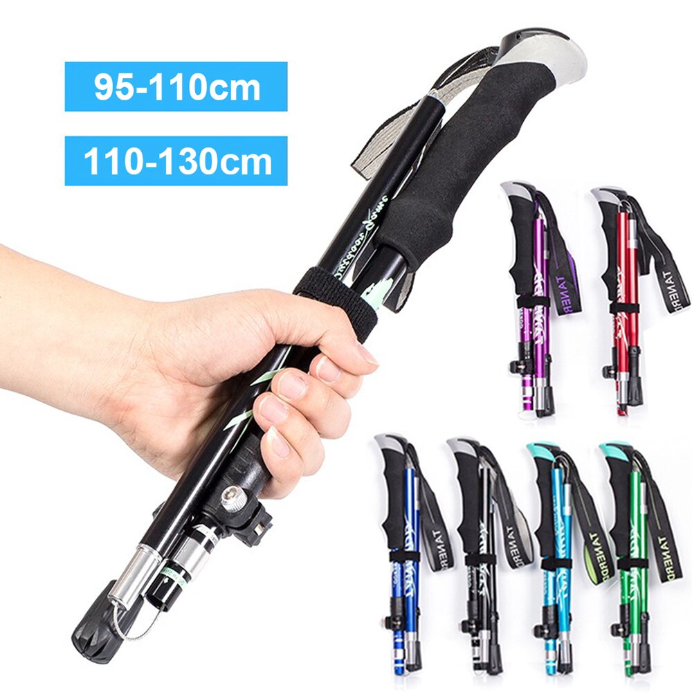 Outdoor Walking Stick Hiking Trekking Poles Ultralight Nordic Walking Pole Telescopic Crutches Antishock EVA Handle Folding Cane