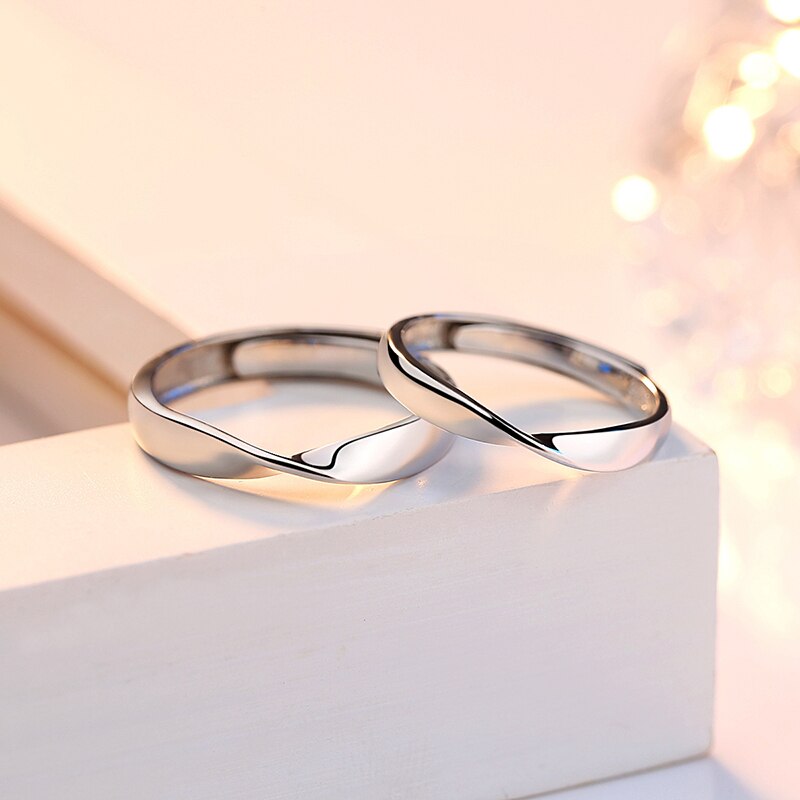 Lover Ringen 100% Echt 925 Sterling Zilveren Ringen Trouwringen Mobius Ring Paar Ring Voor Valentijnsdag Aanwezig