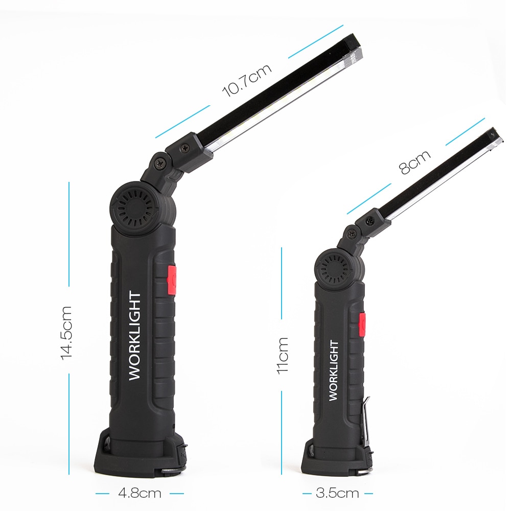 Barra de luz LED de obra para coche, linterna recargable de COB magnético, 5 modos, lámpara de inspección manual, herramienta de luz de trabajo inalámbrica multifunción