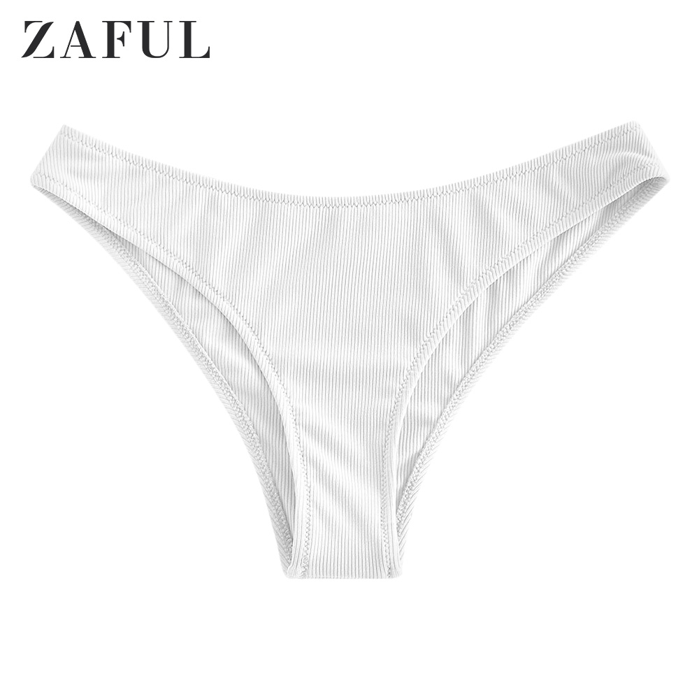 ZAFUL – maillot de bain brésilien pour femmes, culotte de plage, Sexy, rainuré, taille basse, couleur unie, pour l&#39;été: White / M