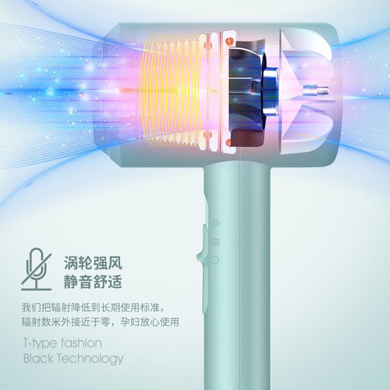 Secador de pelo iónico negativo, 500W, cepillo de aire de viento frío y , potente herramienta de estilo de salón