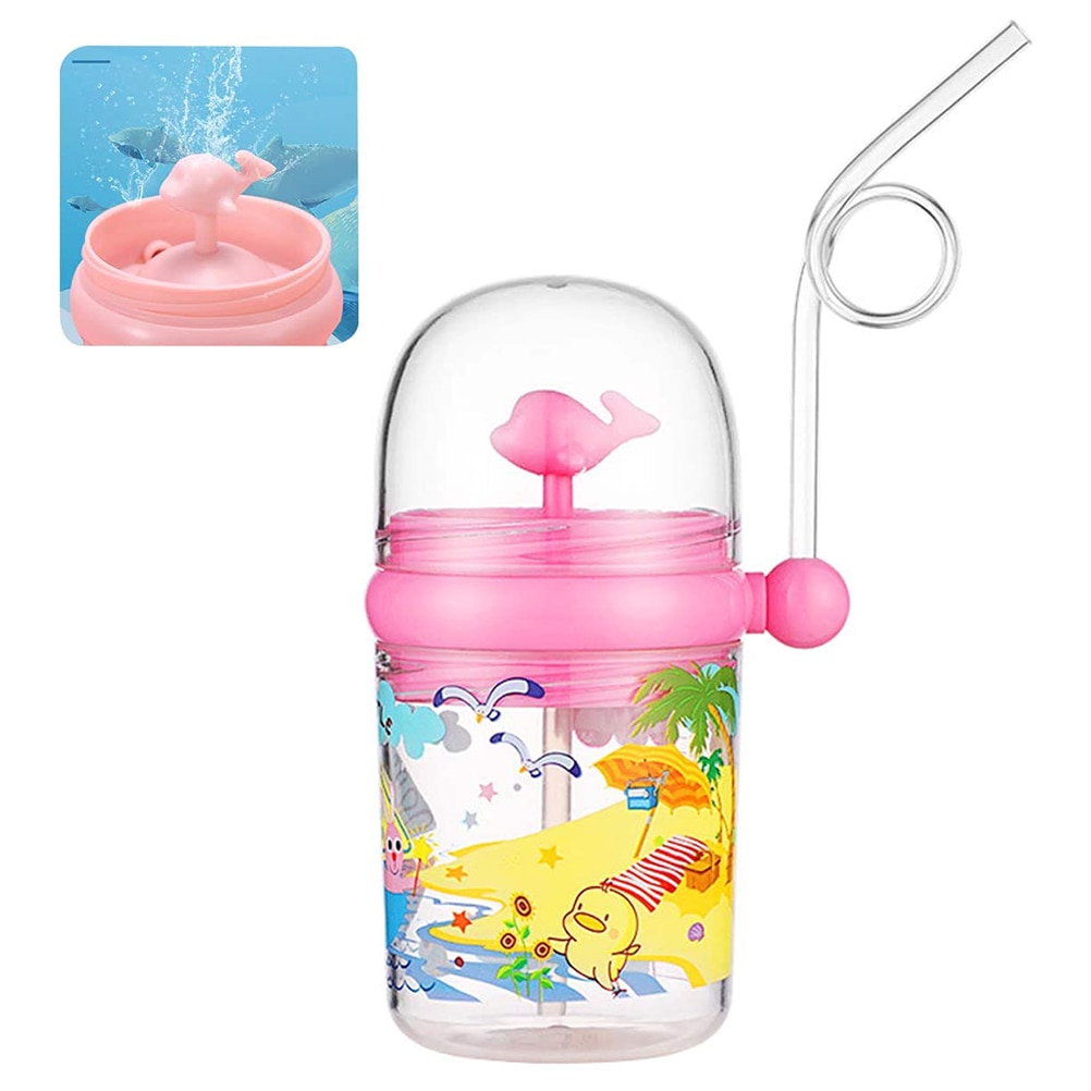 Copos de alimentação do bebê do copo de água do pulverizador da água da baleia dos desenhos animados das crianças 250ml com canudos garrafas de água ao ar livre das crianças: Ouro / Dourado