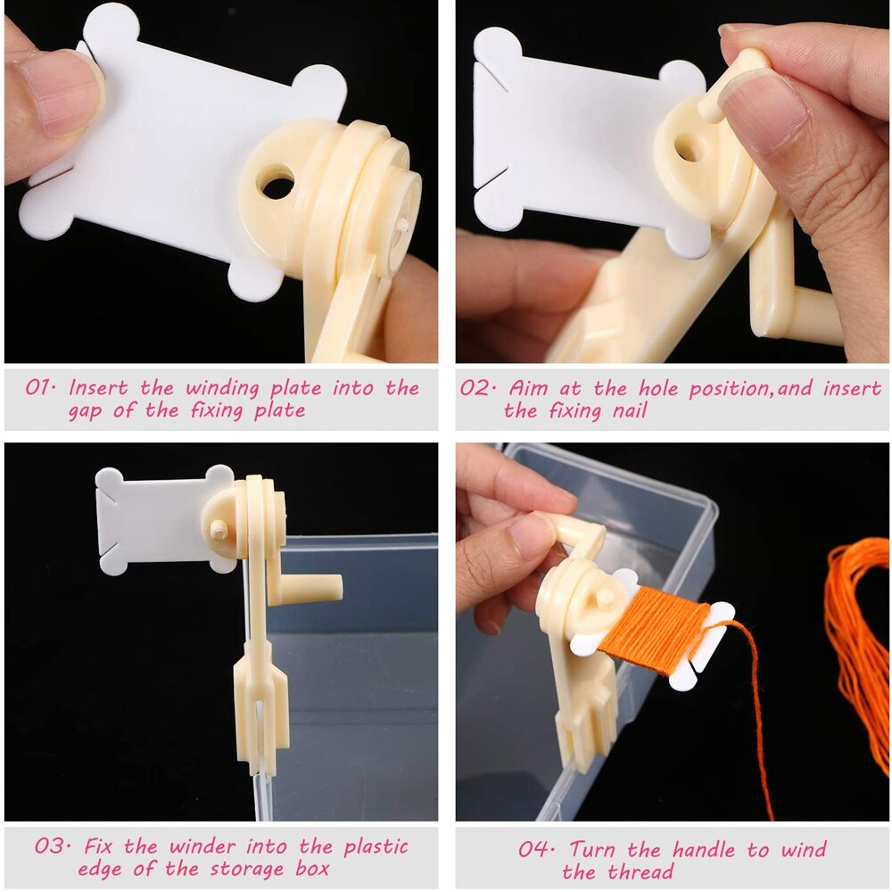 36Grid Embroidery Floss Cross Stitch Organizer Box with Floss Winder Embroidery Organizer Box Cross Stitch Craft Sewing Tools