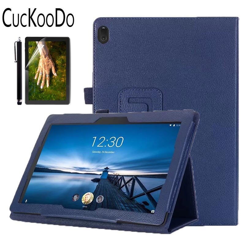 Étui socle pliable en cuir PU pour Lenovo TAB E10 TB-X104F 10.1 pouces tablette libération: NavyBlue.3in1