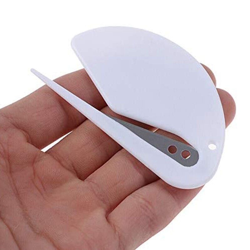 Coupe-papier, ouvre-lettre, coupe-enveloppe ABS, ouvre-lettre avec couteau à papier lame, trois paquets, blanc