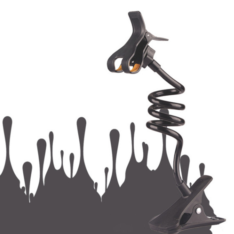 Soporte Universal Flexible para teléfono móvil, Clip ajustable para teléfono móvil, cama para el hogar, montaje de escritorio, soporte para teléfono inteligente: Negro