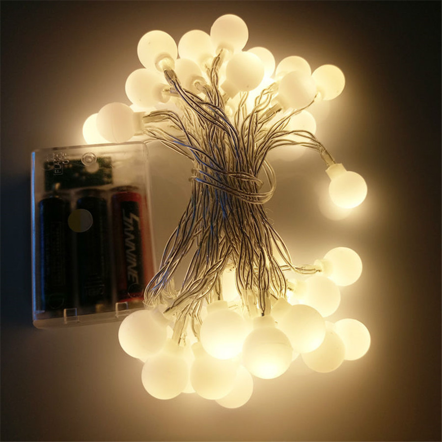 BEIAIDI 2M 5M 10M LED String Fairy Lights with Cherry Balls LED Globe Waterproof Starry Light for Garden Christmas Wedding Party