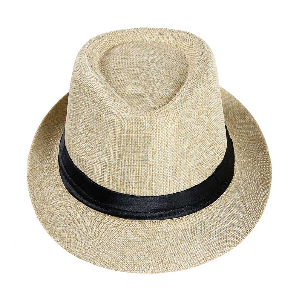 Men Straw Hat Linen Sun Protective Foldable Breathable Casual Cap for Summer JAN88: Beige