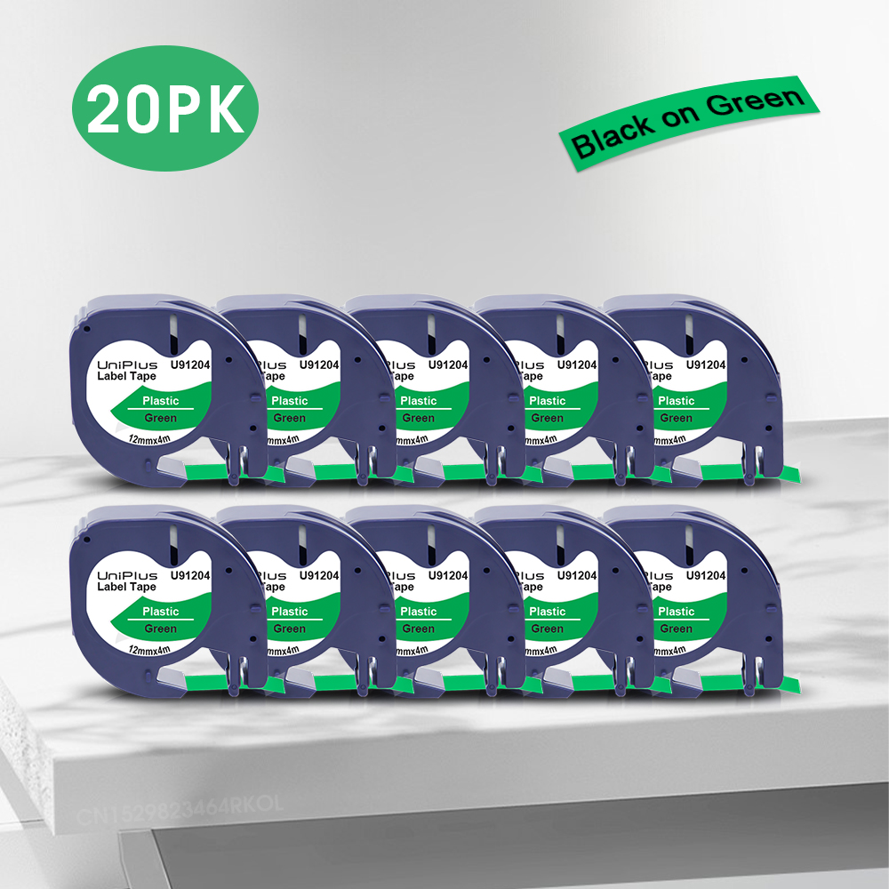 10/20 Stück kompatibles Dymo Letratag-Klebeband Dymo 91201 12267 91202 91200, weißes transparentes Etikett für Dymo Letratag-Drucker LT100H 200B: Licht Grün
