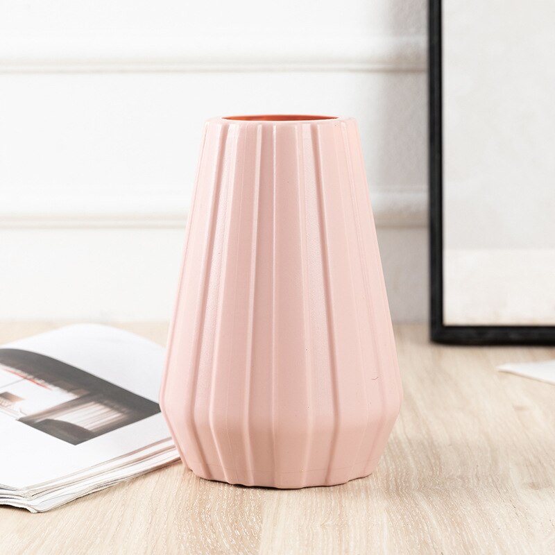 Plastic Flower Vase Decoration Home White Vase Imitation Ceramic Flower Pot Flower Basket Nordic Decoration Vases for Flowers: D