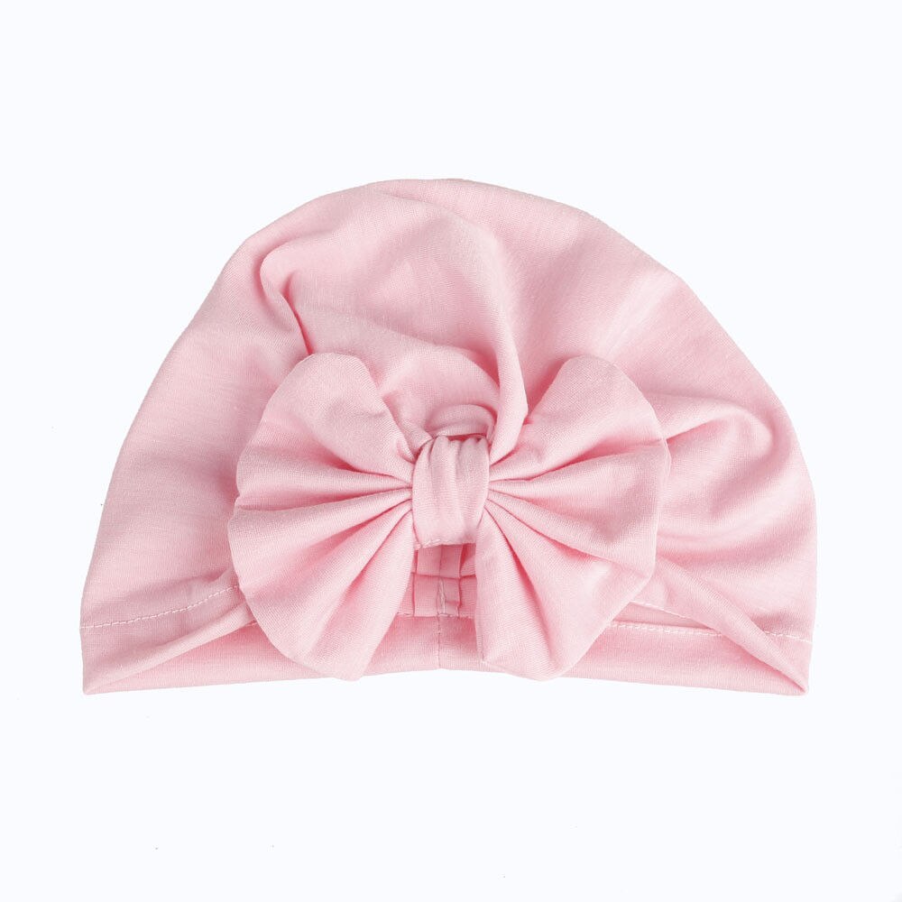 PUDCOCO Mädchen Jungen Baby Kind Bowknot Einfarbig Stretchy Turban Casual Hut Haar Kopf Wrap Kappe: Rosa