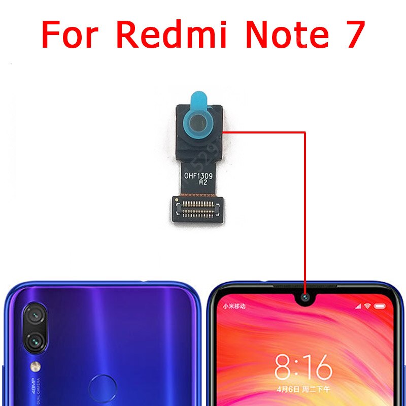 Original y cámara trasera para Xiaomi Redmi Nota 7 Pro principal cámara módulo Flex Cable de reemplazo de espaã a: Redmi Note 7 Front