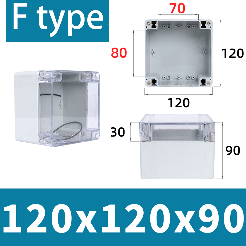 F-type transparent waterproof box Outdoor monitoring box Outdoor waterproof junction box ABS Plastic terminal seal switch box: MULTI