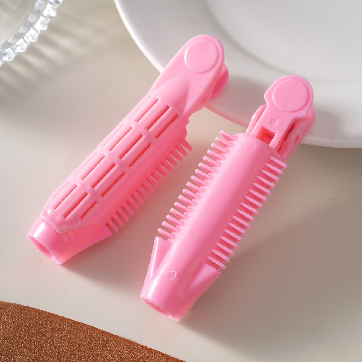 2pcs Fluffy Curling Hairpin Rollers Hair Roots Hair Clip Women Volumizing Curling Fixed Plastic Hair Curler Twist Styling Tools: Lavender