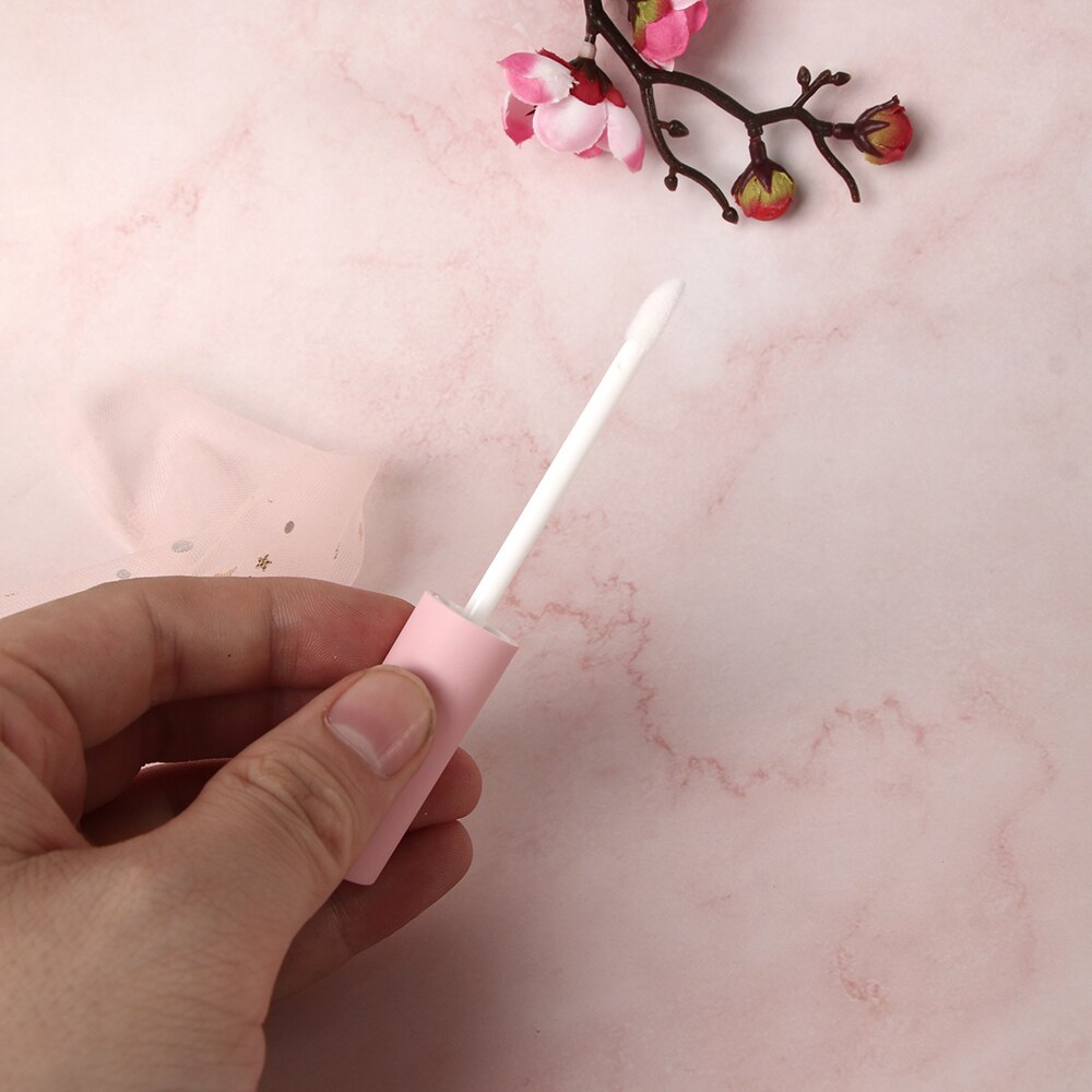 Tubo vacío de brillo de labios redondo, 1 unidad de 10ml, con aplicador de varita, lápiz labial de plástico rellenable, frascos de bálsamo labial, contenedor DIY