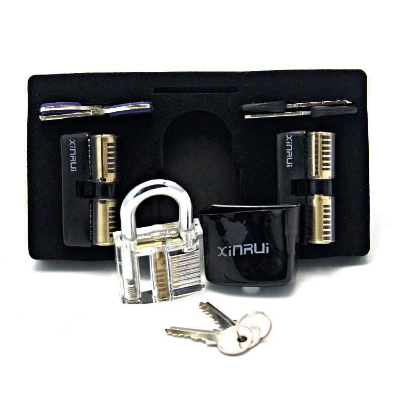 Practice Pick Lock Tool Set Combination,Broken Key Extractor Tool With Transparent Lock with Cover,Locksmith Tension Wrench TooL