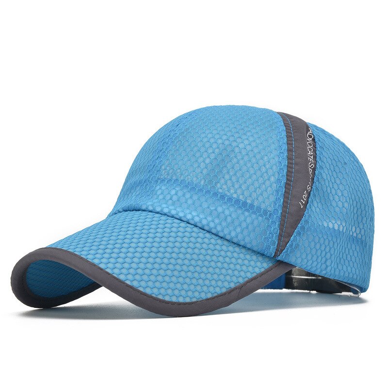 Unisex Mesh Brim Tennis Cap Outside Sunscreen Quick Dry Summer Baseball Hat Adjustable Cap Cooling Sports Caps: Blue