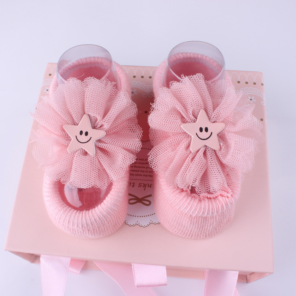 3Pcs/Set Baby Accessories Infant Girls Lace Floor Slipper Socks Shoes+Flower Crown Headband Newborn Party Socks Headwear 0-3Y