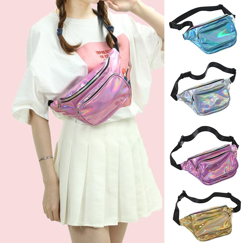 Sac de taille hologramme pour femmes, sac banane brillant, sac à bandoulière, sac à main de voyage meilleure WT