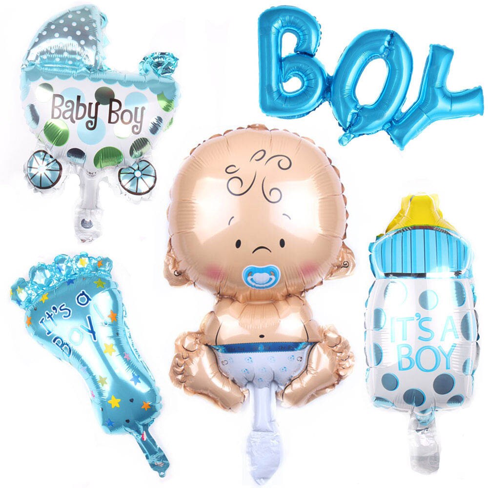 Kön avslöja porslin flicka eller pojke latex ballong banderoll papperstallrik kopp bordsduk servett baby shower födelsedagsfest inredning: Blå