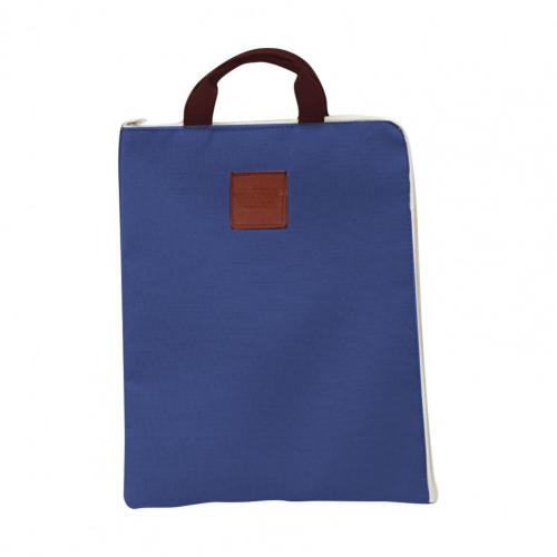 Document Pouch A4 File Folder Document Pouch Storage Organizer with Handle File Bag: Navy Blue