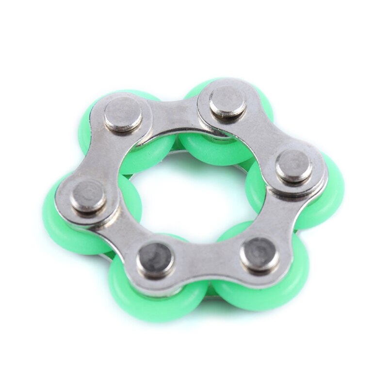 Foreign trade 6-section Key Ring Fidget toy to relieve pressure and vent toy bicycle decompression chain: Green