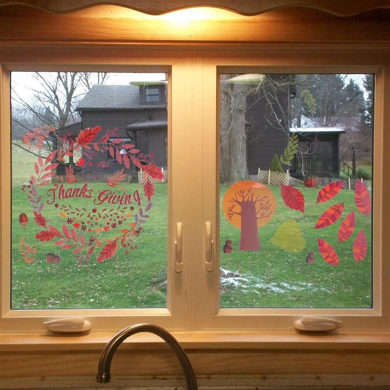 4 Sheets Autumn Style Stickers Warm Practical Maple Leaf Wall Decals Window Stickers Glass Decor Decals for Home Office