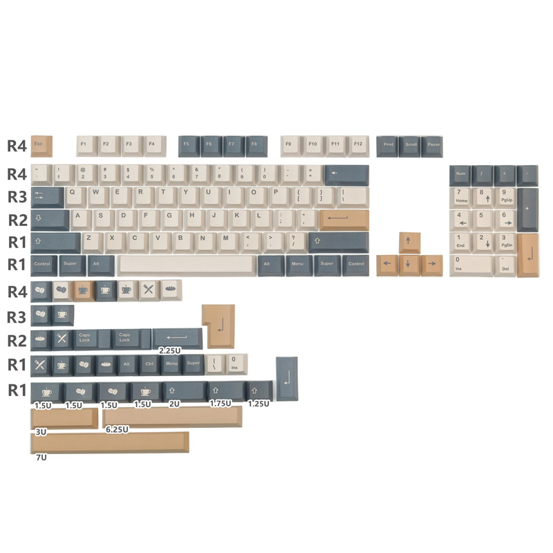 140 Keys GMK Coffee Mocha Keycaps Cherry Profile PBT DYE Sublimation Mechanical Keyboard Keycap For MX Switch