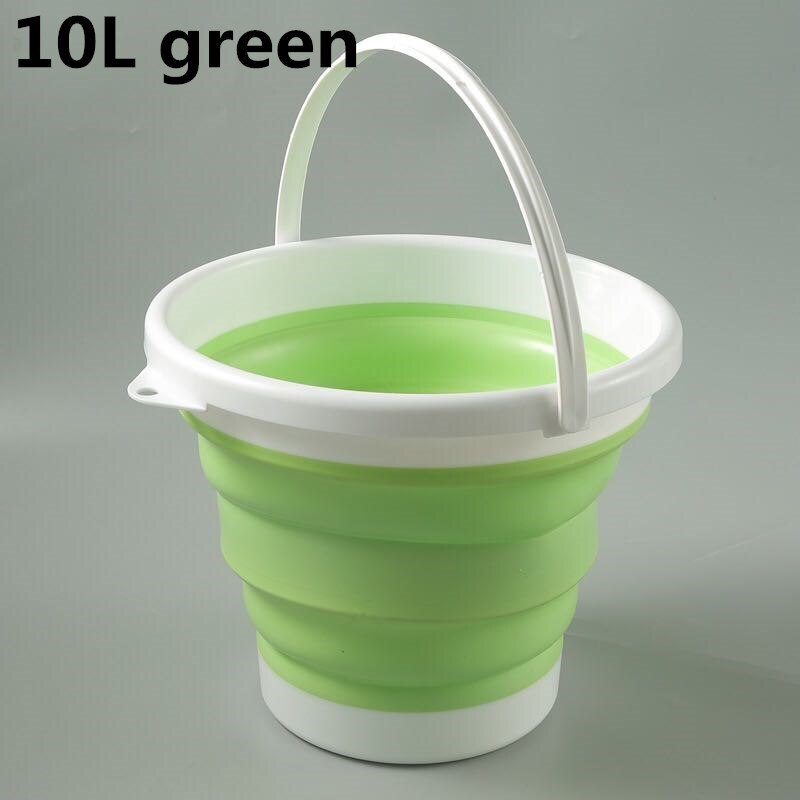 5L10L Bucket Folding Bucket Car Wash Outdoor Fishing Supplies for Fishing Round Bathroom Kitchen Camp Bucket: 10L green