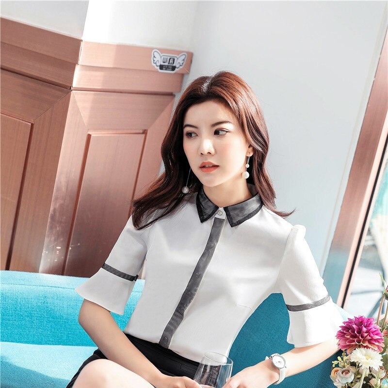 Lente zomer dames blouses en shirts met halve mouwen dames kantoor blouse zakelijke werkkleding dames casual tops kleding